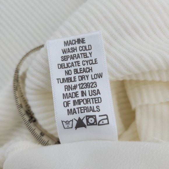 NEW XCVI Size Small Soft Rib Knit Stretch Raw Hem Turtleneck Top Shirt Ivory - Picture 7 of 7